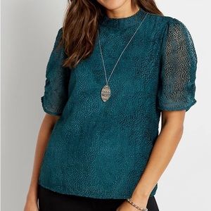 NWT Maurices Clip Dot Teal Green Blouse